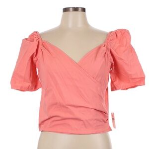 Anthropologie NWT Puff Sleeve Blouse | Coral Wrap Blouse with Puff Sleeves